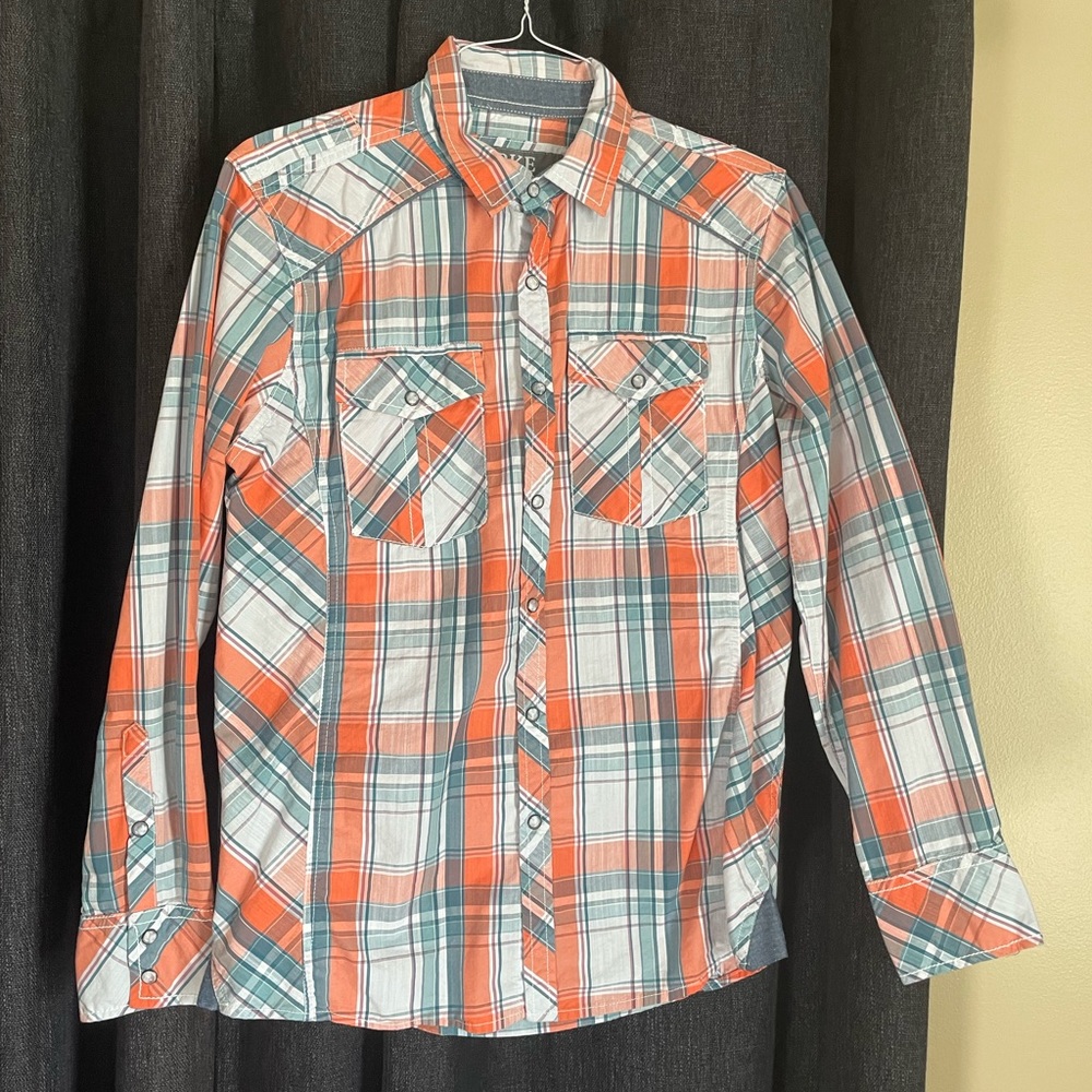Buckle Brand, Western style, long sleeve multi colored button down
